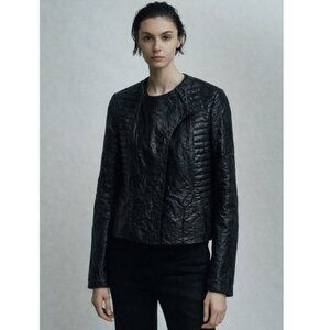 Partow Textured Black Italian Leather Jacket - one-of-a-kind!